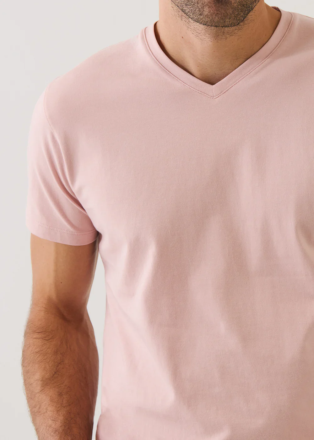 Pima Cotton Stretch V-Neck T-Shirt Rose Smoke - Image 4