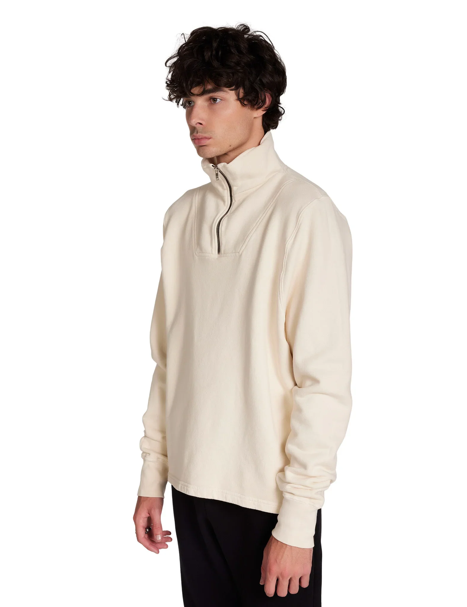 Pique Banded Half Zip Yacht Pullover White - Image 2