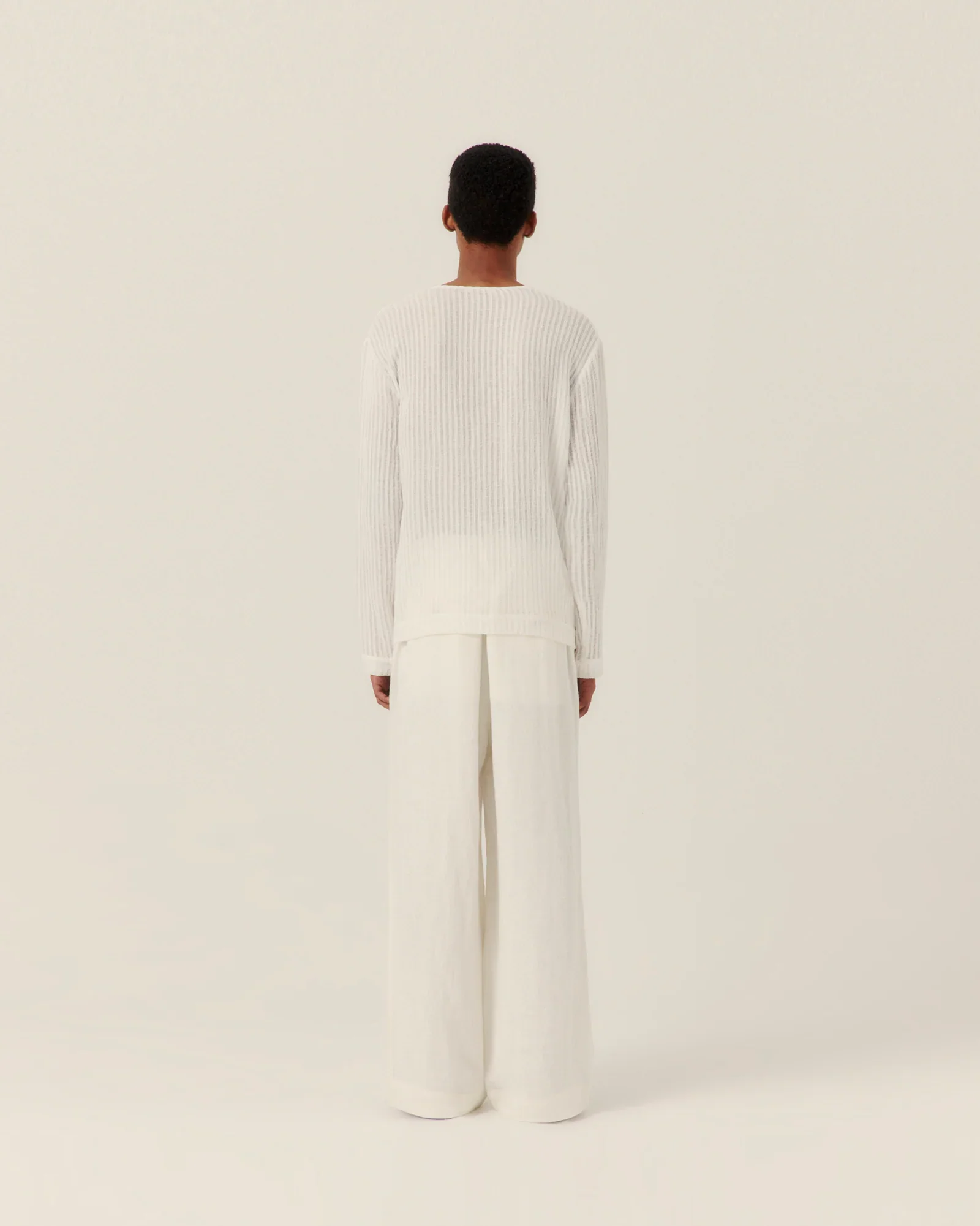 Sheer Stripe Linen Woven Henley - Image 3