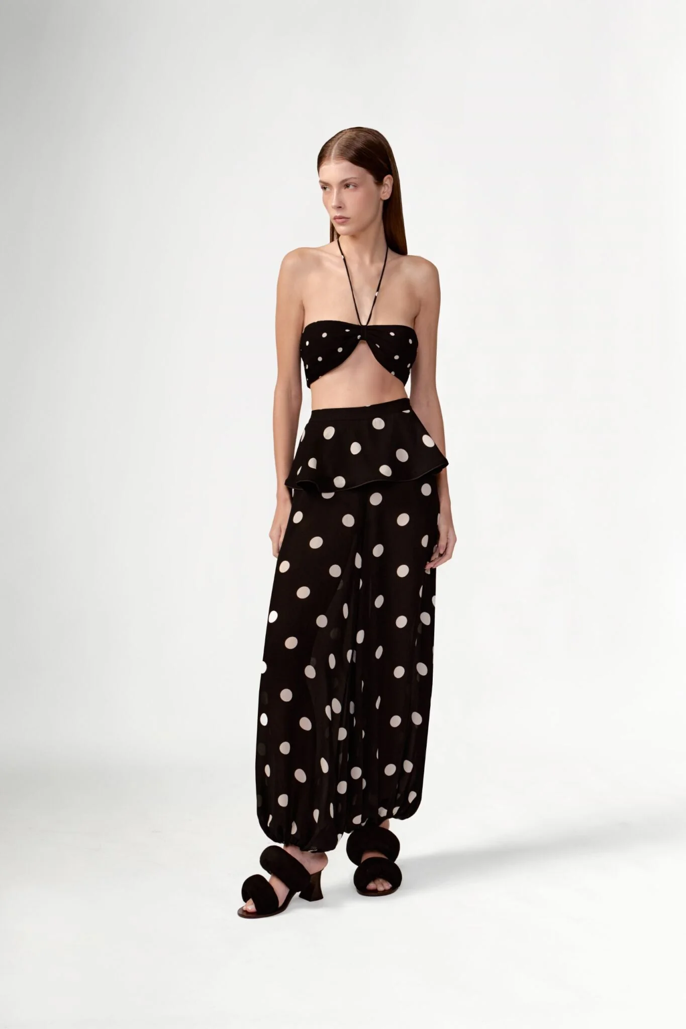 Polka Dots Peplum Maxi Pants - Image 3