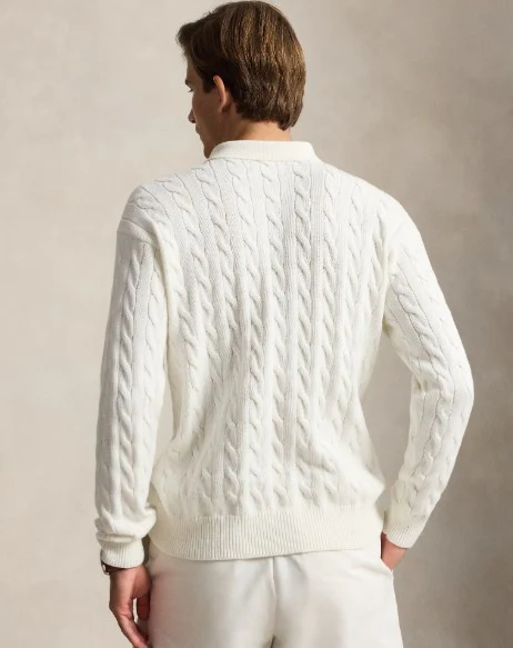 Relaxed Fit Cable-Knit Cotton Sweater - Image 3