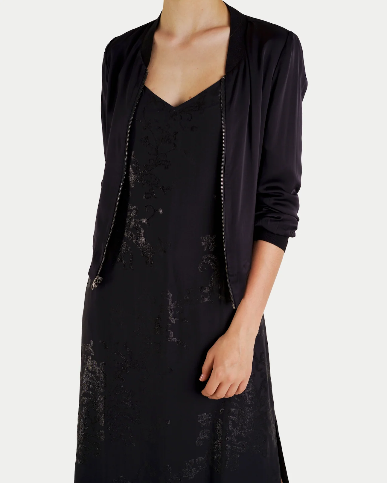 Reversible Silk Bomber Jacket Black Gold Ombre - Image 3