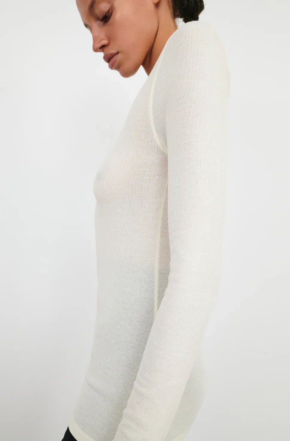 Ribbed LS Tee off White - Image 3
