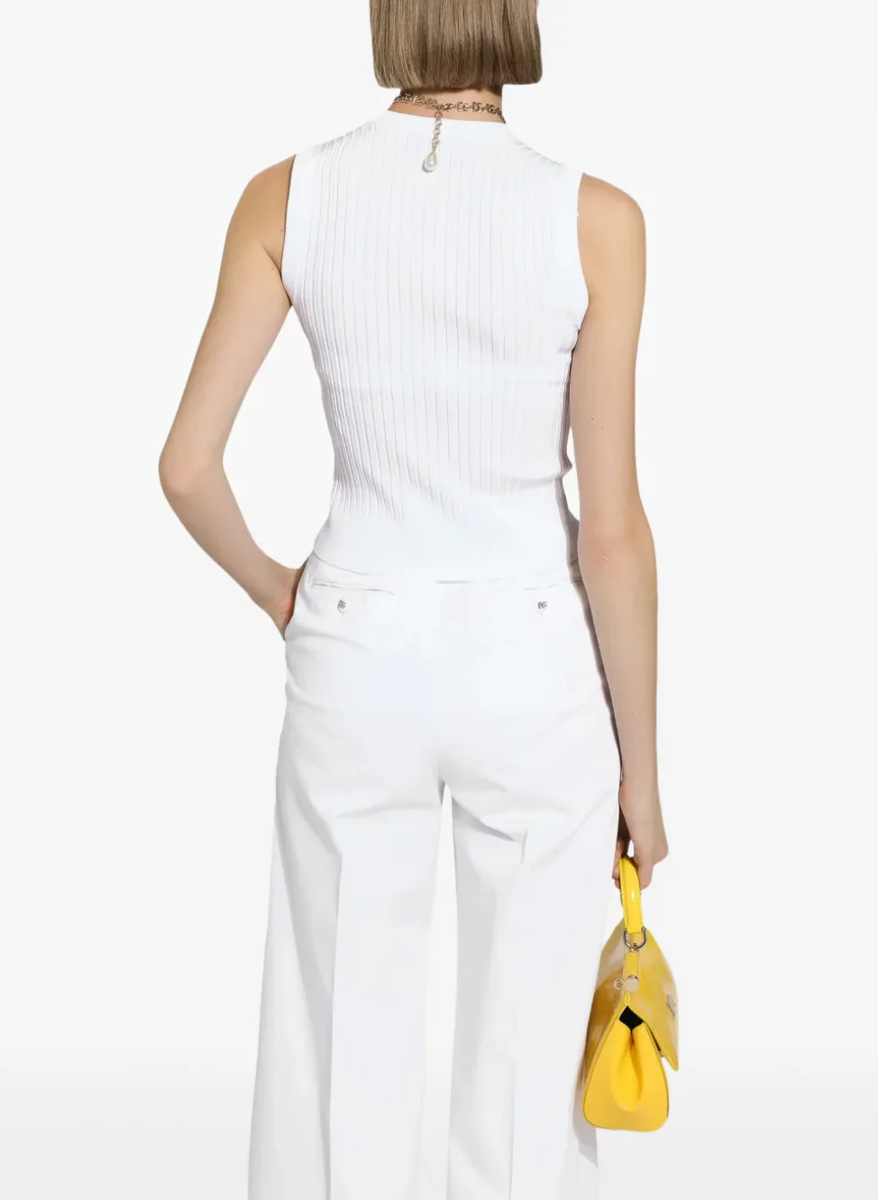 Ribbed Stretch Viscose Top with Medal DG Logo Pin (Final Sale) - Image 2