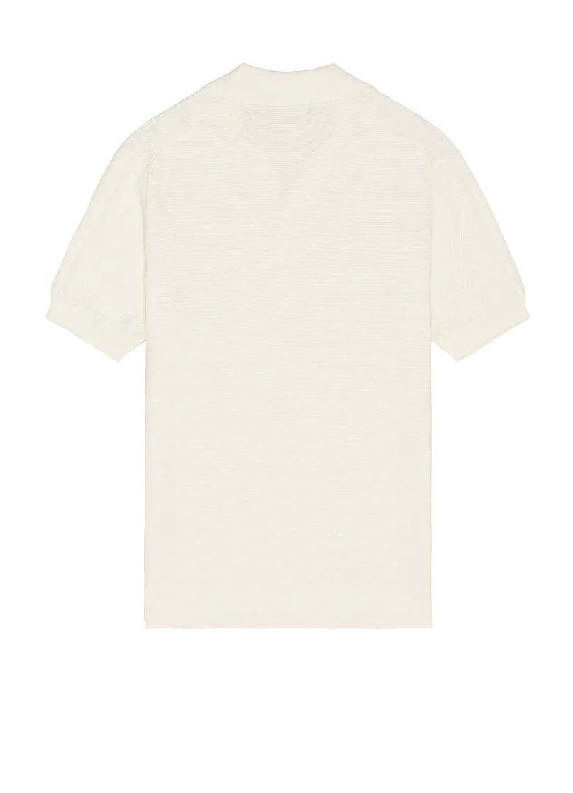 Rino STR Cotton SS Knitted Polo Ivory (Final Sale) - Image 3