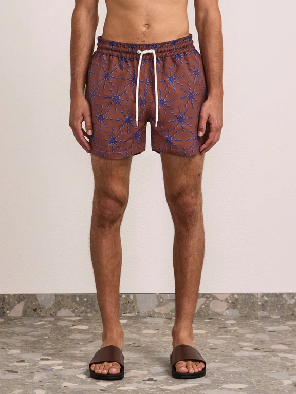 Rio Swim Short Sol Print Brown-Cobalt Blue - Image 3