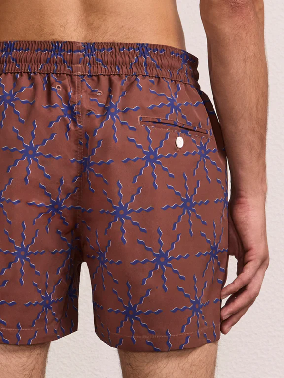 Rio Swim Short Sol Print Brown-Cobalt Blue - Image 4