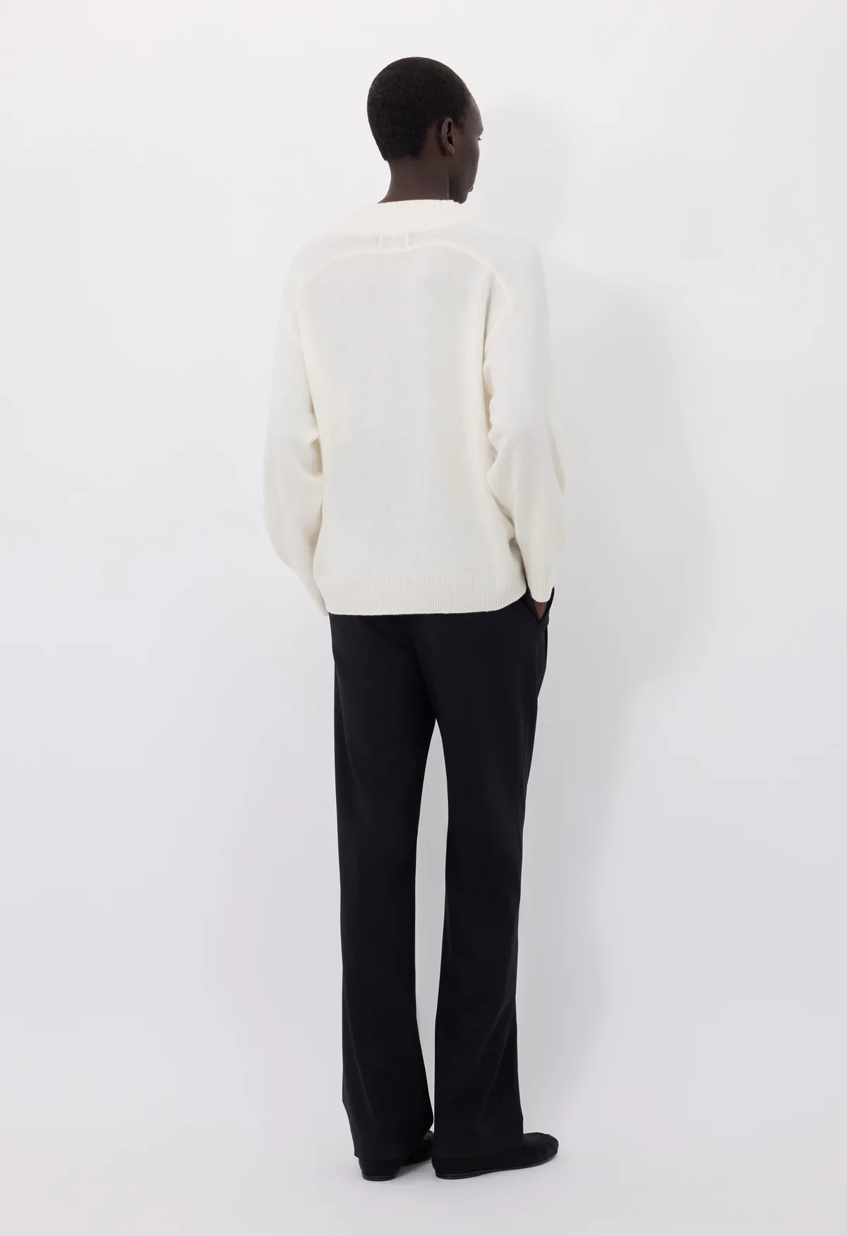 Sage LDS Ivory V Neck Cashmere Sweater - Image 3