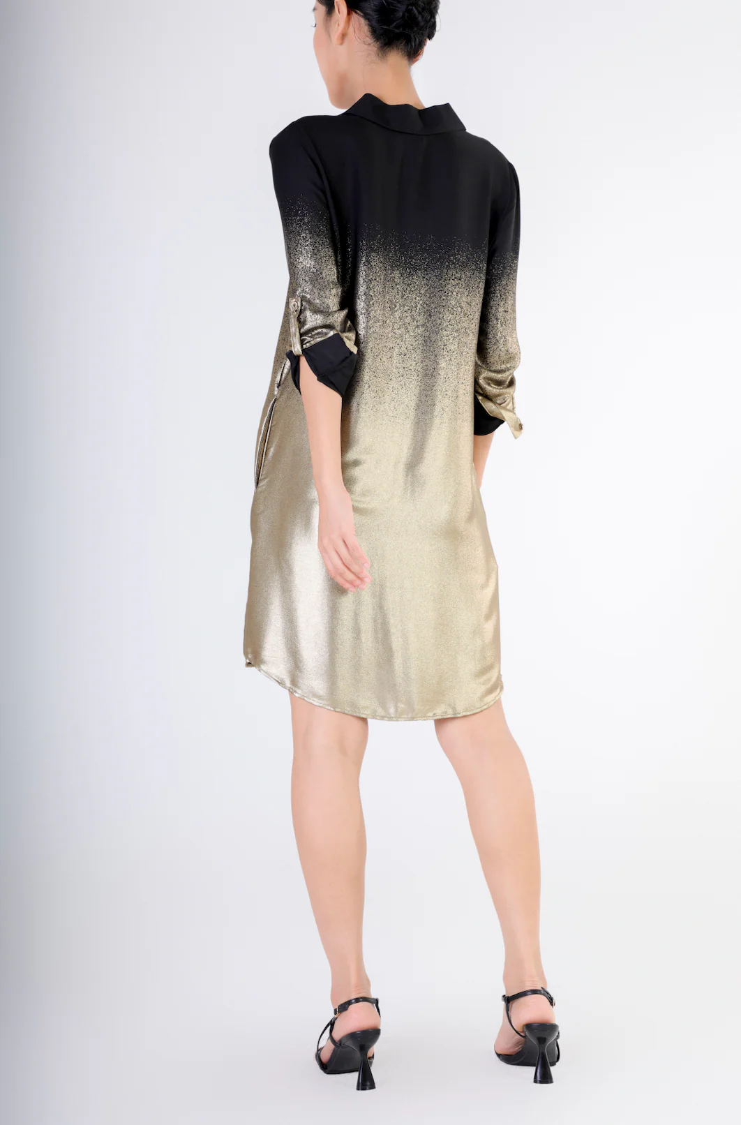 Short Shirtdress in Black to Gold Ombre - Image 4