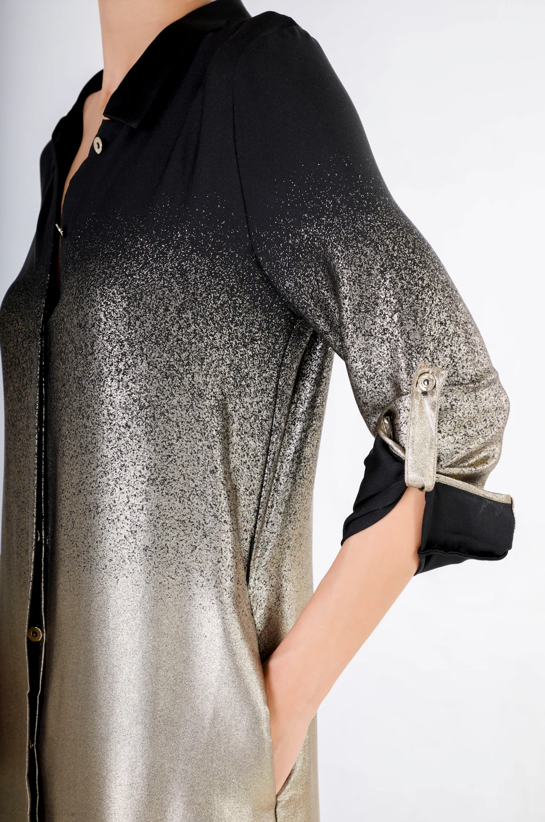 Short Shirtdress in Black to Gold Ombre - Image 6