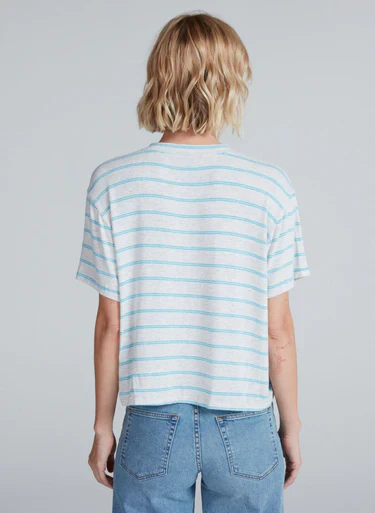 Shrunken Boy Tee Heather Aqua Stripe - Image 3