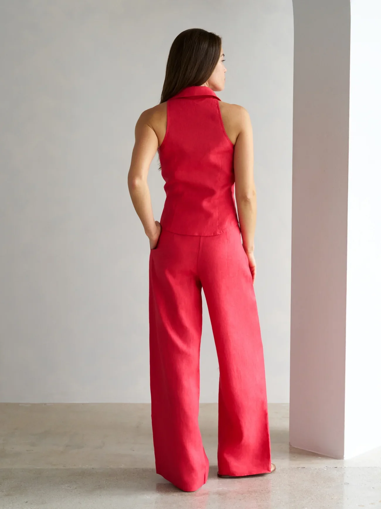 Sloan Linen Vest Red (Final Sale) - Image 5