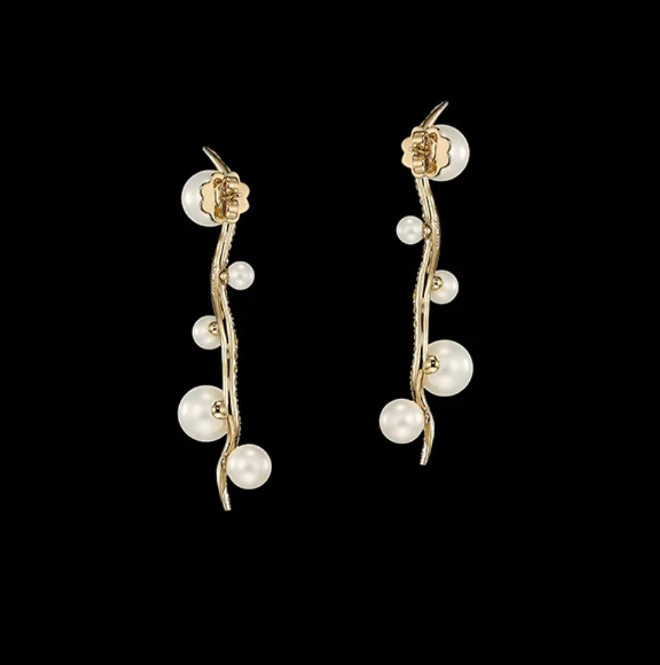 Snowflower Blades of Grass Earrings - Image 2