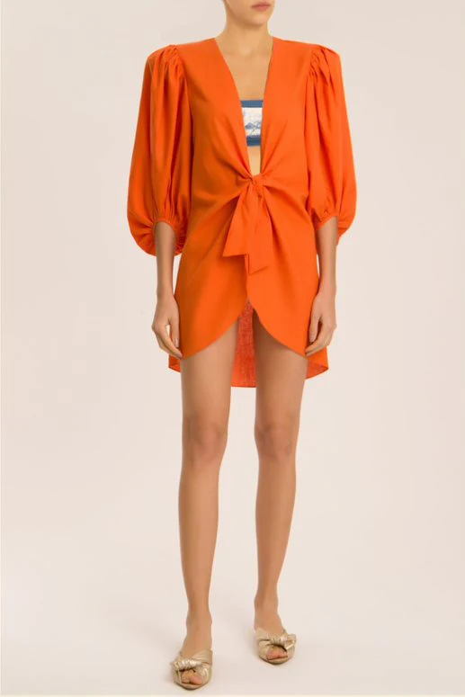Solid Shirt with Voluminous Sleeve and Knot (Final Sale) - Image 2