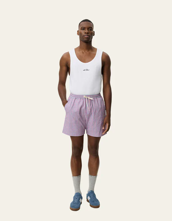 Stan Stripe Seersucker Swim Shorts Pink - Image 2