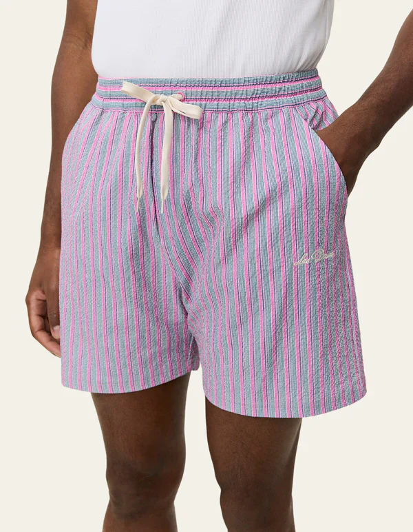 Stan Stripe Seersucker Swim Shorts Pink - Image 3