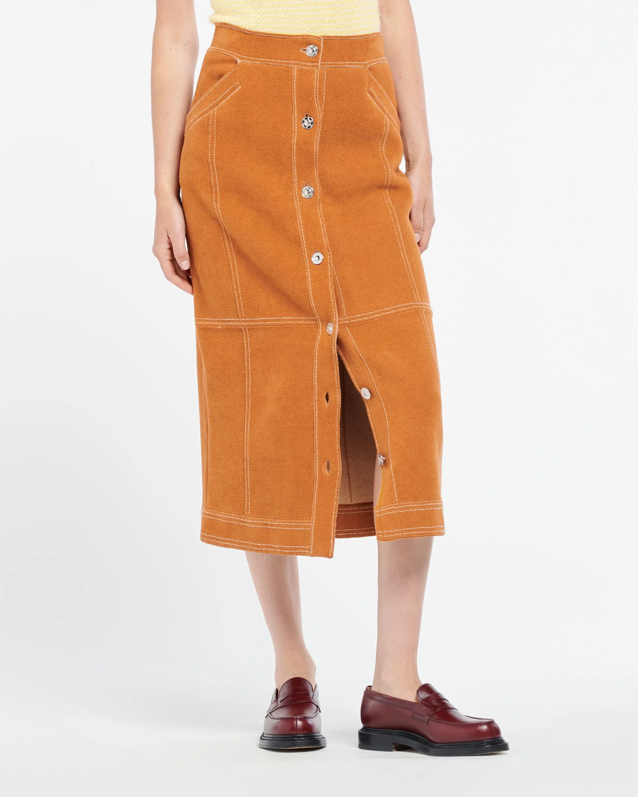 Suede-Effect Long Skirt in Cashmere and Cotton (Final Sale) - Image 2