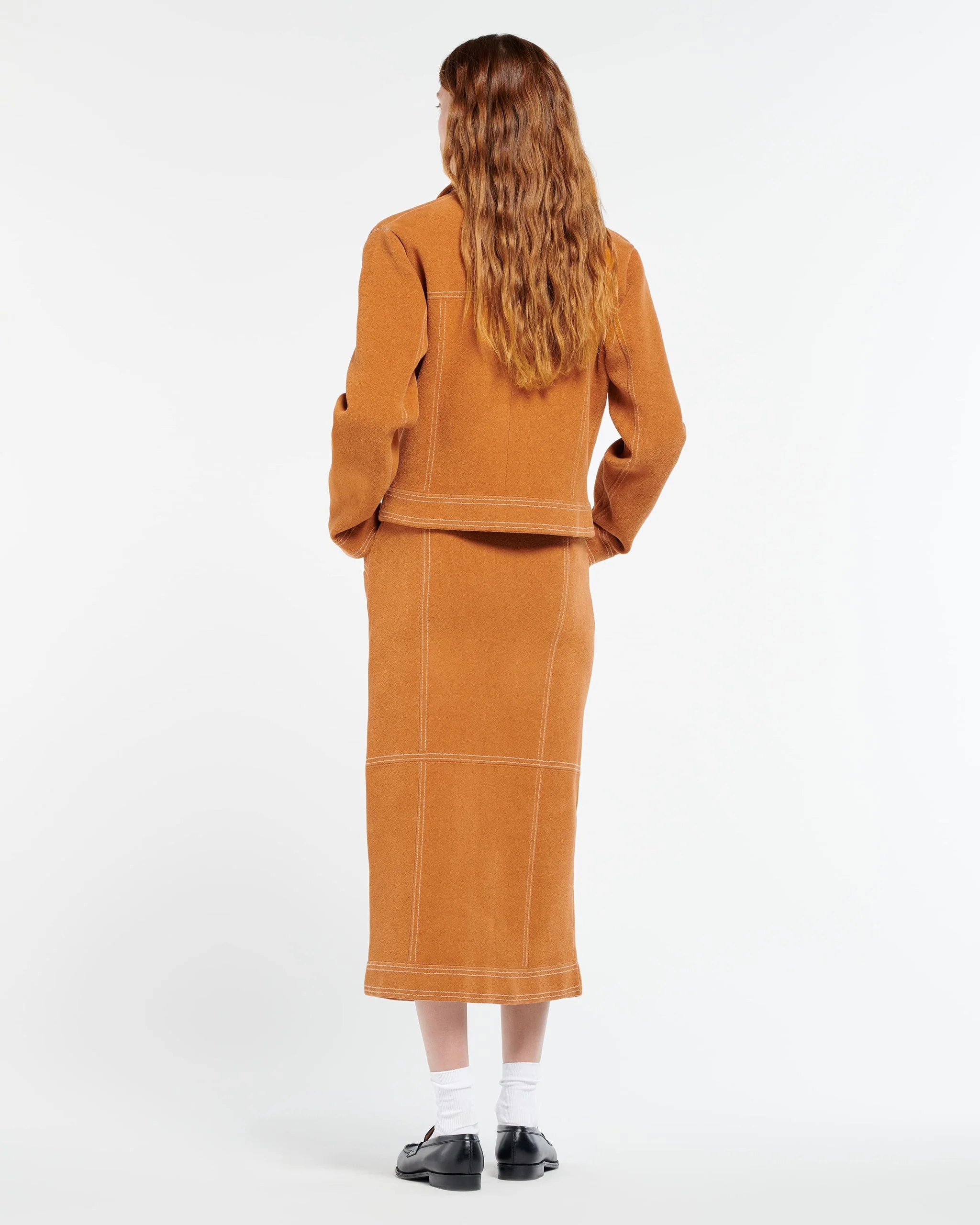 Suede-Effect Long Skirt in Cashmere and Cotton (Final Sale) - Image 3