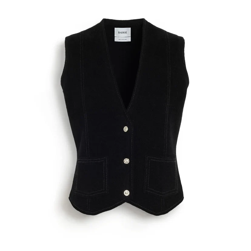 Suede-Effect Sleeveless Jacket in Cashmere and Cotton (Final Sale) - Image 3