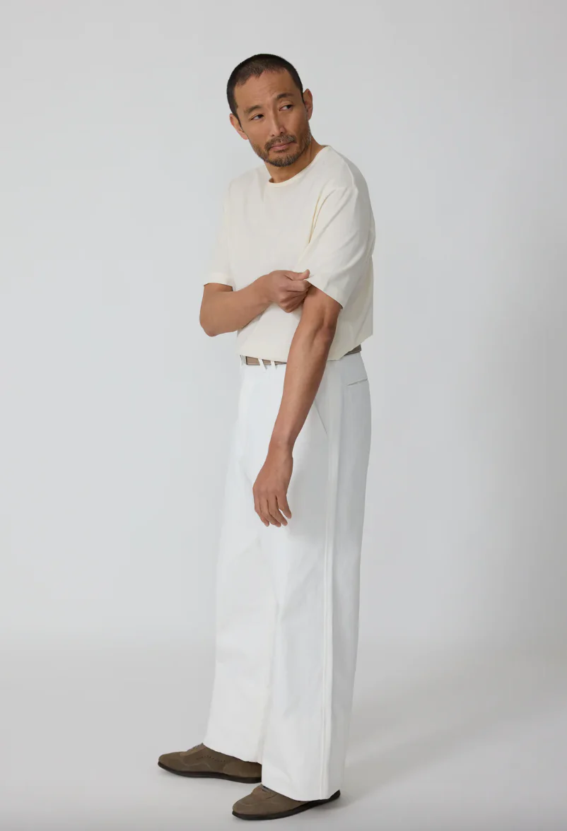 Cotton Silk Pique T-Shirt in Ivory (Final Sale) - Image 2