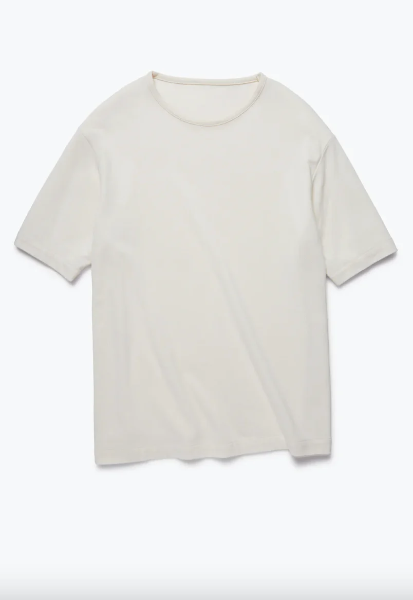 Cotton Silk Pique T-Shirt in Ivory (Final Sale) - Image 3