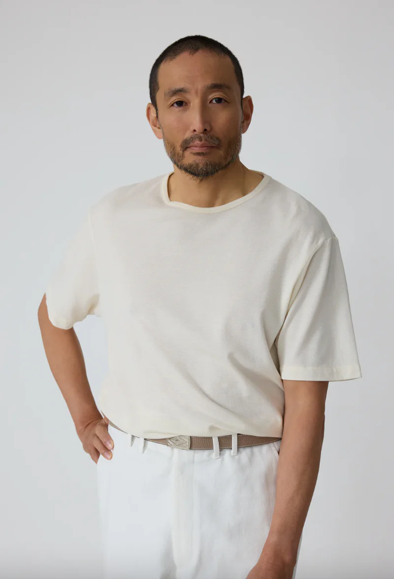 Cotton Silk Pique T-Shirt in Ivory (Final Sale) - Image 4