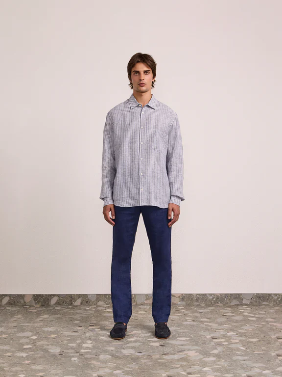 Telles Linen Shirt Navy - Image 2