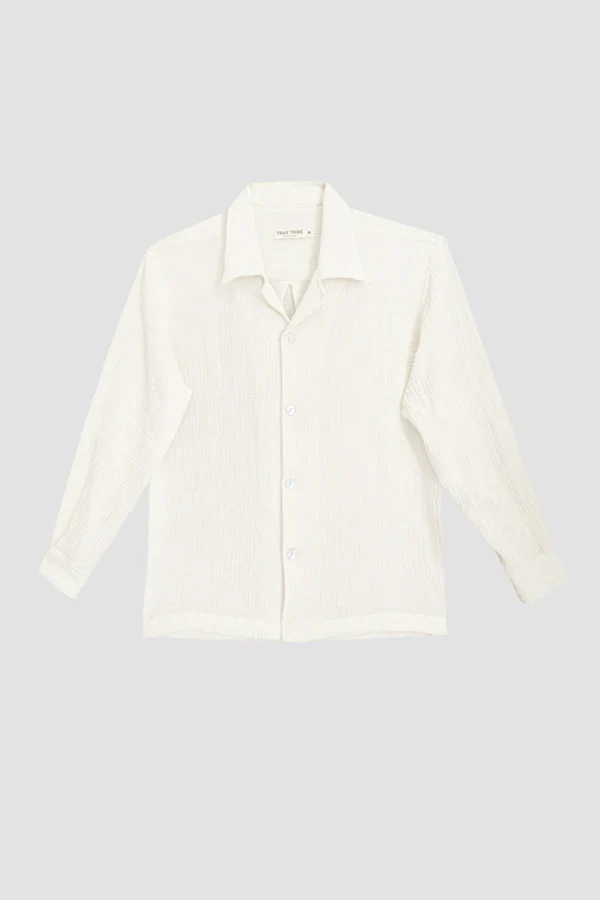 Theo LS Resort Shirt Angel Weave Ivory - Image 4