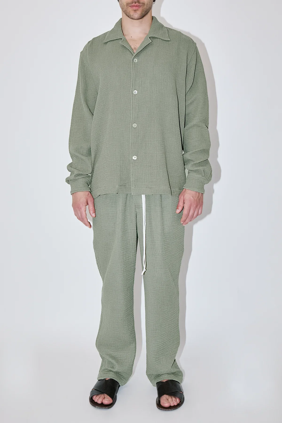Theo LS Resort Shirt Angel Weave Khaki - Image 2
