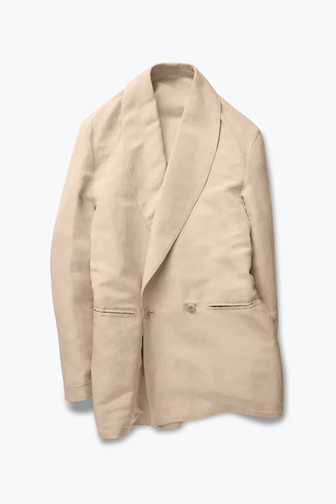 Double Breasted Shawl Collar - Linen Silk Ottoman (Champagne) - Image 2