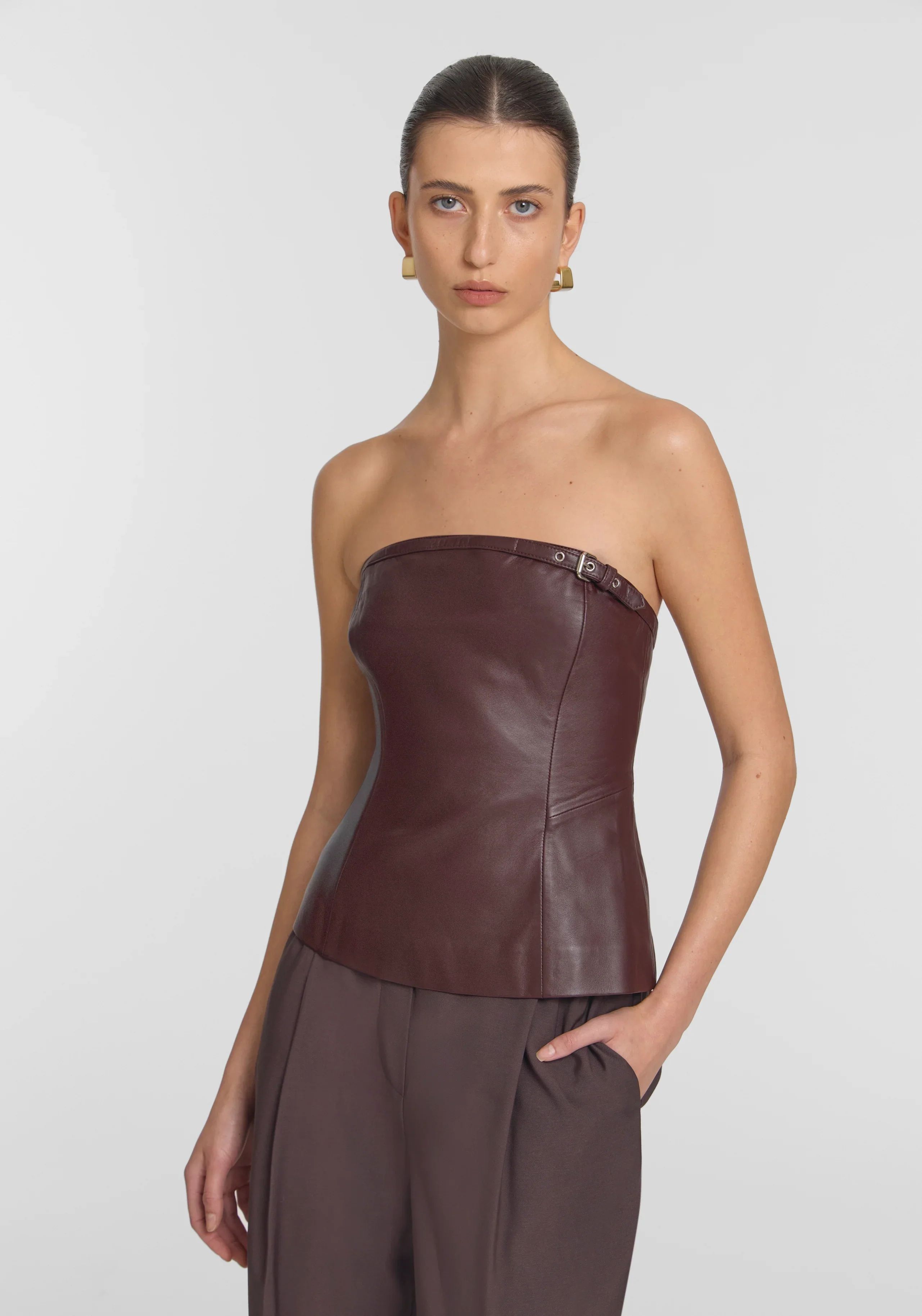 Royale Leather Top Deep Plum - Image 4