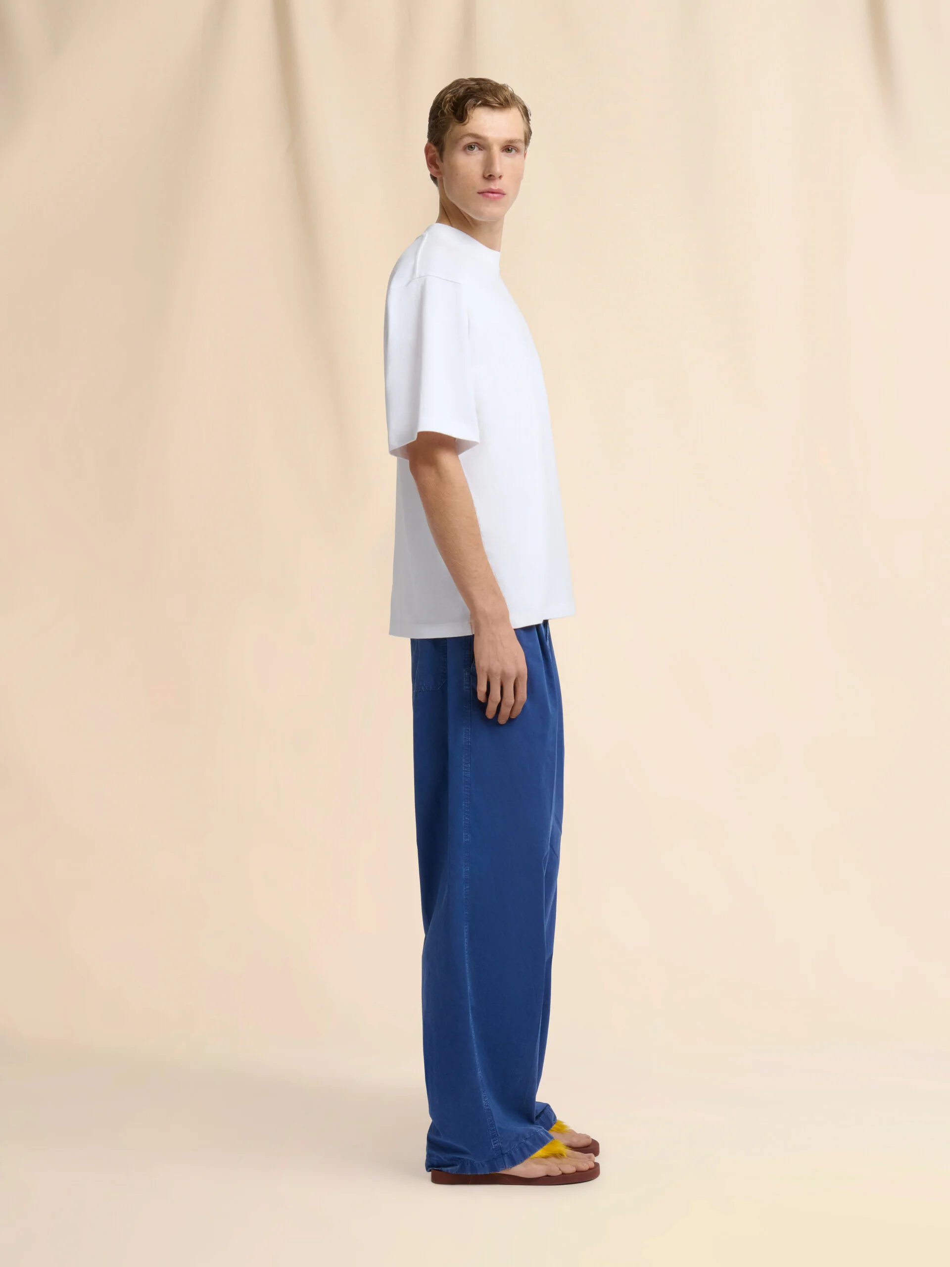 White Cotton T-Shirt with Contrast Pocket - Image 3