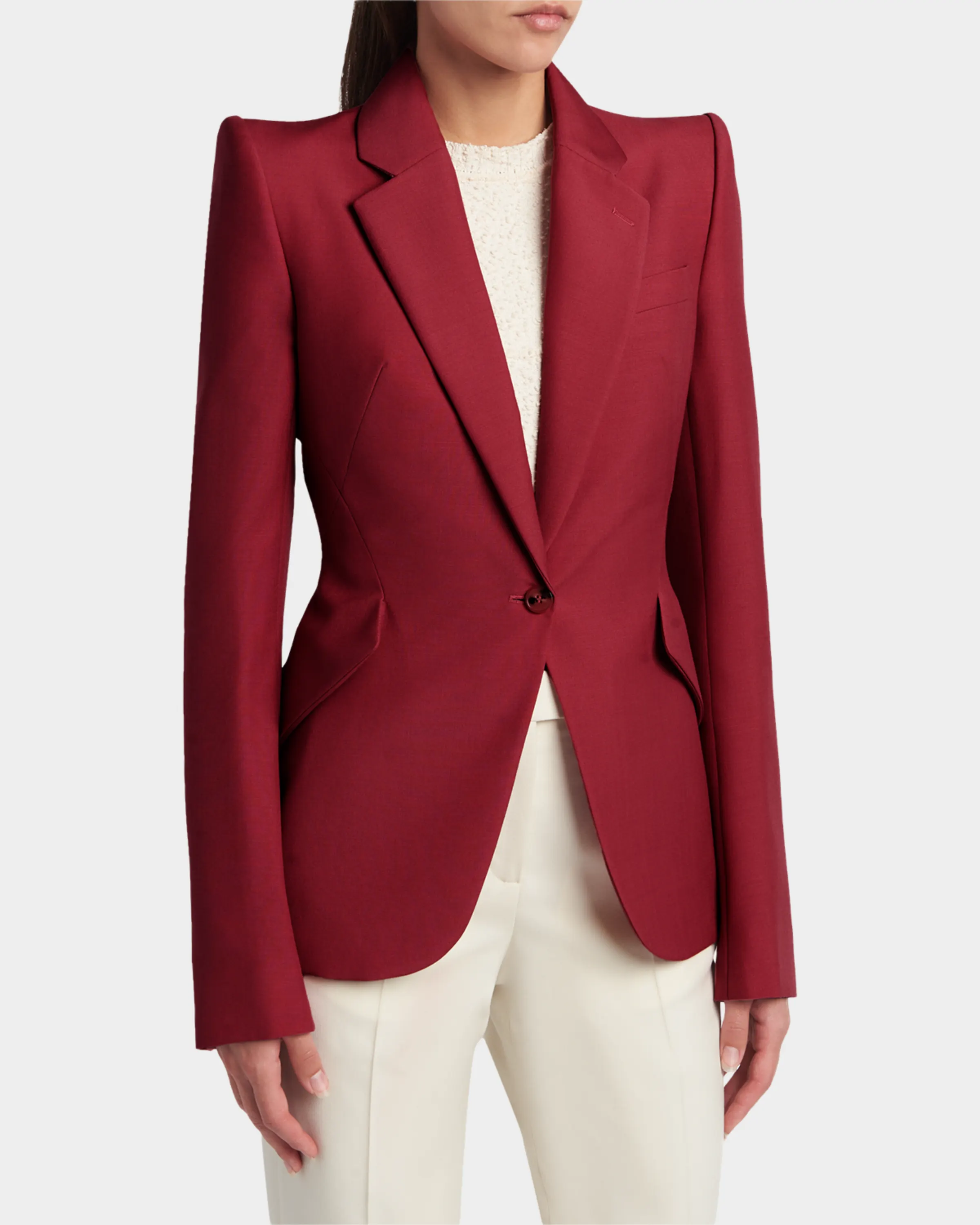 Women's Single-Breasted Jacket Raspberry - Image 3