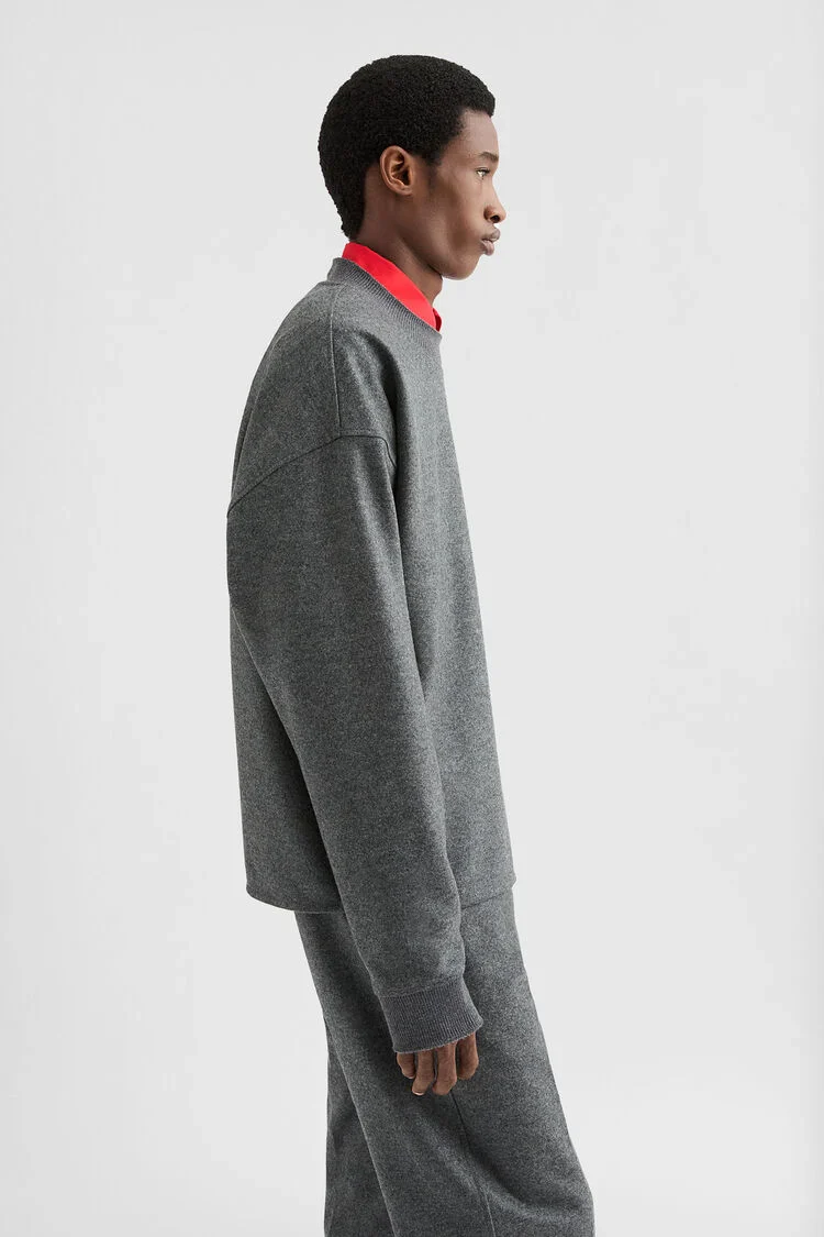 Wool Melton Crew-Neck Sweatshirt - Image 2