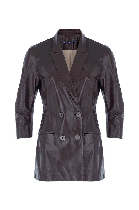 Wrap Leather Blazer - Image 5