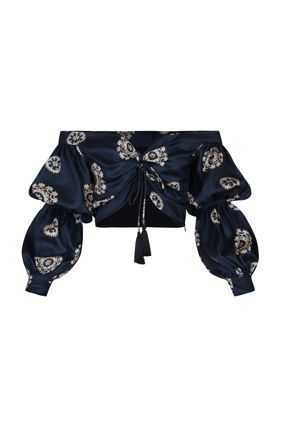 Zinu Cropped Blouse Navy Dots (Final Sale) - Image 2